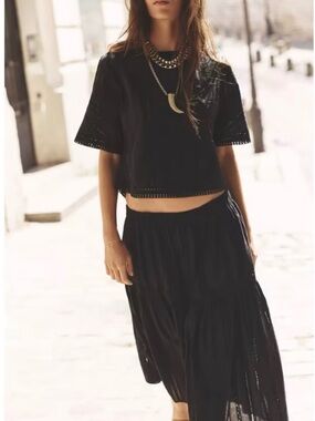 Black Tiered Maxi Skirt - Women's Elegant Casual